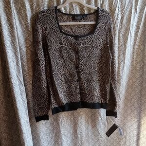 Dana Buchman size S Holiday cardigan sweater, color black and gold